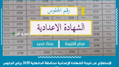 الاستعلام عن نتيجة الشهادة الإعدادية محافظة الدقهلية 2025 برقم الجلوس مباشر