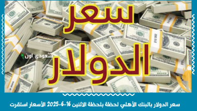 سعر الدولار بالبنك الأهلي لحظة بلحظة الاثنين 16-6-2025 الأسعار استقرت