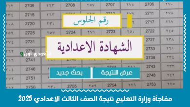 مفاجأة وزارة التعليم نتيجة الصف الثالث الاعدادي 2025