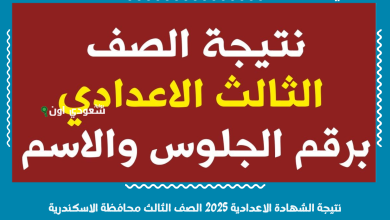 نتيجة الشهادة الاعدادية 2025 الصف الثالث محافظة الاسكندرية
