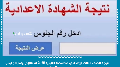 نتيجة الصف الثالث الاعدادي محافظة الغربية 2025 استعلام برقم الجلوس ودرجات المواد