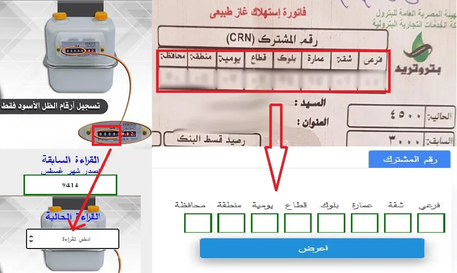 كيفية تسجيل قراءة الغاز الشهرية على بتروتريد