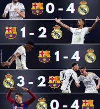نتائج آخر 5 مباريات بين برشلونة وريال مدريد