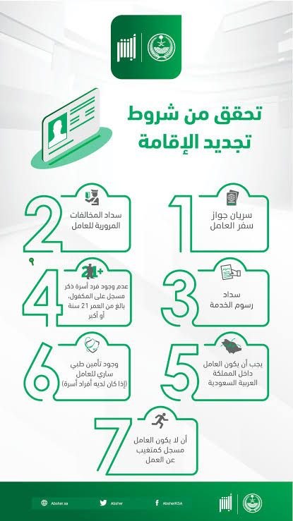 تجديد الإقامة لعامل في السعودية