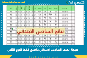 نتيجة الصف السادس الابتدائي بالاسم فقط الترم الثاني