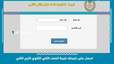 احصل على نتيجتك نتيجة الصف الثاني الثانوي الترم الثاني
