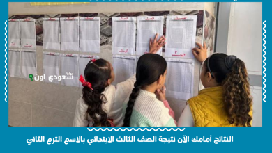 النتائج أمامك الآن نتيجة الصف الثالث الابتدائي بالاسم الترم الثاني