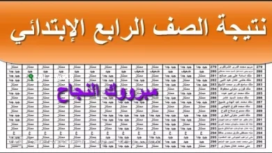 نتائج الصف الرابع الابتدائي