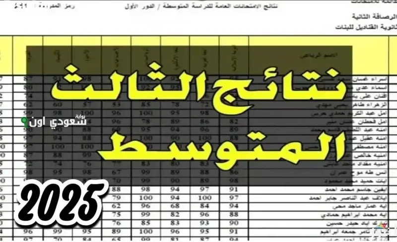 تائج الصف الثالث متوسط