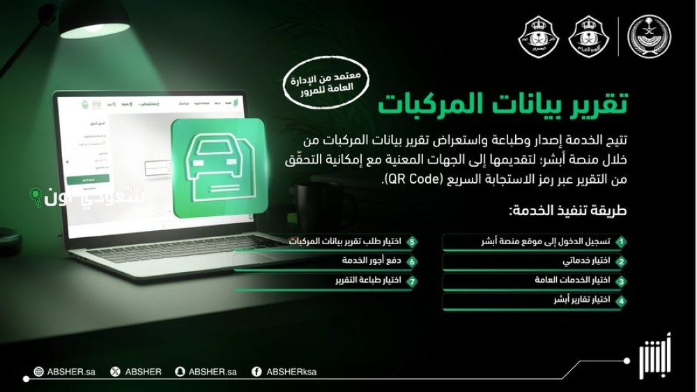 تقرير شامل عن خدمة المركبة عبر منصة أبشر السعودية