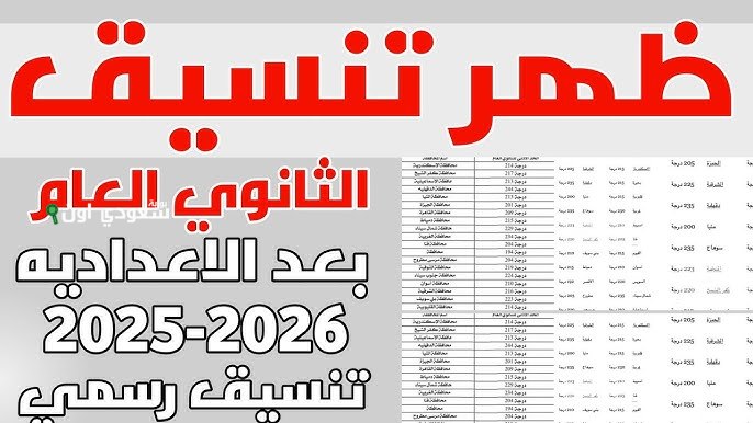 تنسيق أولى ثانوي عام 2026 بعد الشهادة الإعدادية