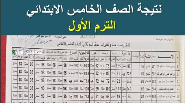 نتيجة الصف الخامس والسادس ابتدائي 2025 الاستعلام بالاسم ورقم الجلوس