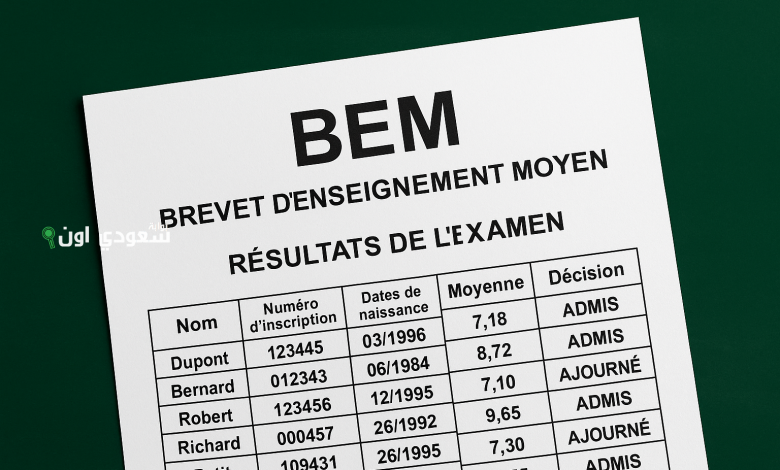 نسبة النجاح في شهادة التعليم المتوسط 2025