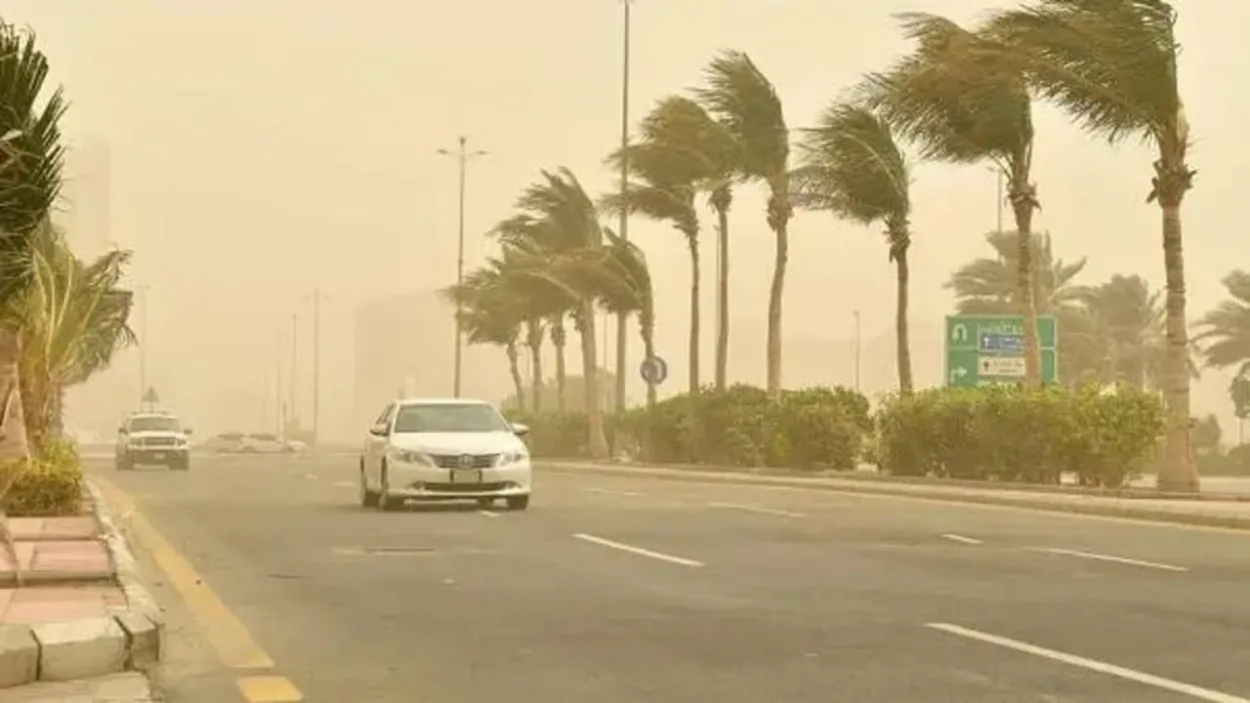 رياح قوية وانخفاض الرؤية بتبوك