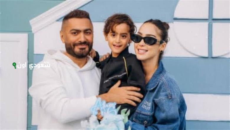 آدم تامر حسني وبسمة بوسيل يطلبان الدعاء لابنهما في أزمة