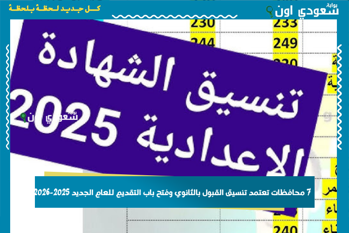 العام والخاص والفني والخدمات.. 7 محافظات تعتمد تنسيق القبول بالثانوي وفتح باب التقديم للعام الجديد 2025-2026
