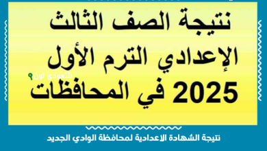 نتيجة الشهادة الاعدادية لمحافظة الوادي الجديد
