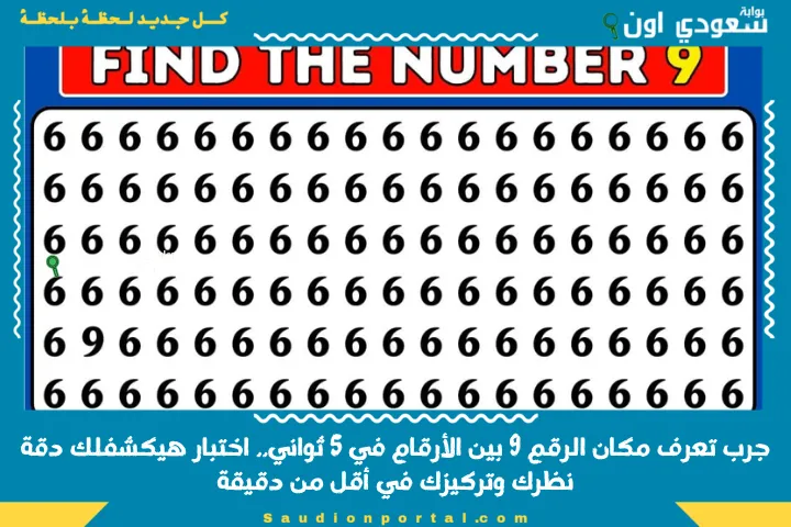 جرب تعرف مكان الرقم 9 بين الأرقام في 5 ثواني.. اختبار هيكشفلك دقة نظرك وتركيزك في أقل من دقيقة
