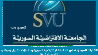 الكليات الموجودة في الجامعة الافتراضية السورية ومعدلات القبول ومواعيد التسجيل فيها
