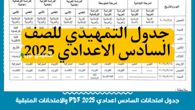 جدول امتحانات السادس اعدادي 2025 PDF والامتحانات المتبقية