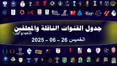 جدول مباريات الخميس 26 يونيو