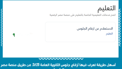 أسهل طريقة تعرف فيها أرقام جلوس الثانوية العامة 2025 عن طريق منصة مصر الرقمية