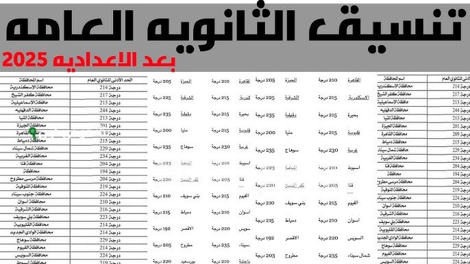 اعتماد تنسيق الثانوية العامة في محافظة الشرقية 2025 والثانوي الخاص هيقبل من 190 درجة