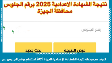 اعرف مجموعك نتيجة الشهادة الاعدادية الجيزة 2025 استعلم برقم الجلوس بس