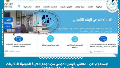 الاستعلام عن المعاش بالرقم القومي من موقع الهيئة القومية للتأمينات الاجتماعية nosi.gov.eg