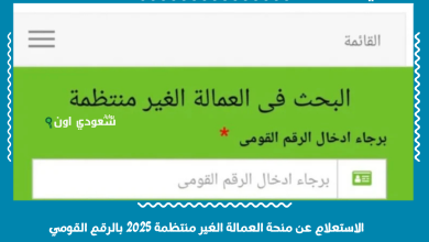 الاستعلام عن منحة العمالة الغير منتظمة 2025 بالرقم القومي