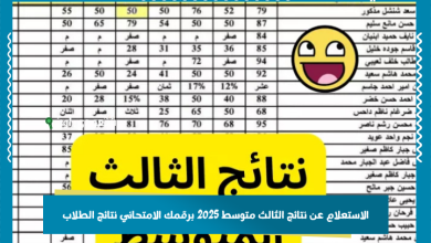 الاستعلام عن نتائج الثالث متوسط 2025 برقمك الامتحاني نتائج الطلاب