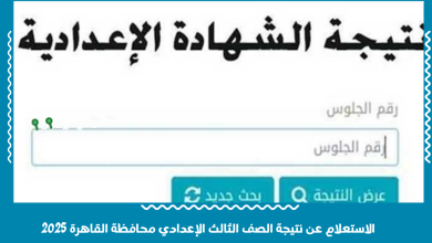 الاستعلام عن نتيجة الصف الثالث الإعدادي محافظة القاهرة 2025
