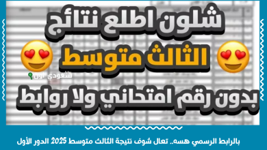 بالرابط الرسمي هسه.. تعال شوف نتيجة الثالث متوسط 2025 الدور الأول
