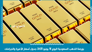بورصة الذهب السعودية اليوم 16 يونيو 2025 جدول أسعار الأعيرة والجرامات