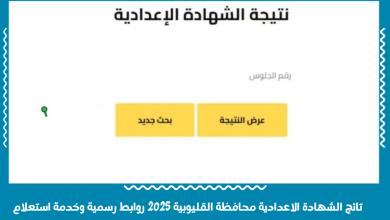تائج الشهادة الاعدادية محافظة القليوبية 2025 روابط رسمية وخدمة استعلام