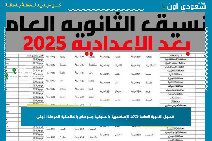 “المرحلة الاولي.. تنسيق الثانوية العامة 2025 المرحلة الأولى جميع المحافظات مصر حسب وزارة التربية والتعليم