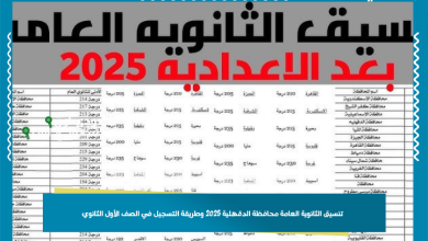 تنسيق الثانوية العامة محافظة الدقهلية 2025 وطريقة التسجيل في الصف الأول الثانوي
