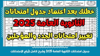 جدول امتحانات الثانوية العامة 2025 وشرح كامل لأيام الامتحانات