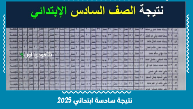 نتيجة سادسة ابتدائي 2025