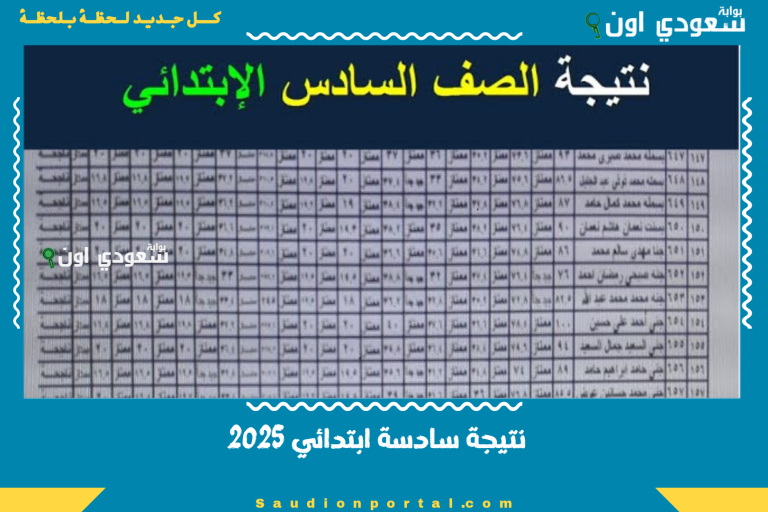 نتيجة سادسة ابتدائي 2025