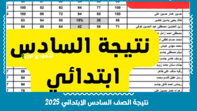 نتيجة الصف السادس الابتدائي 2025