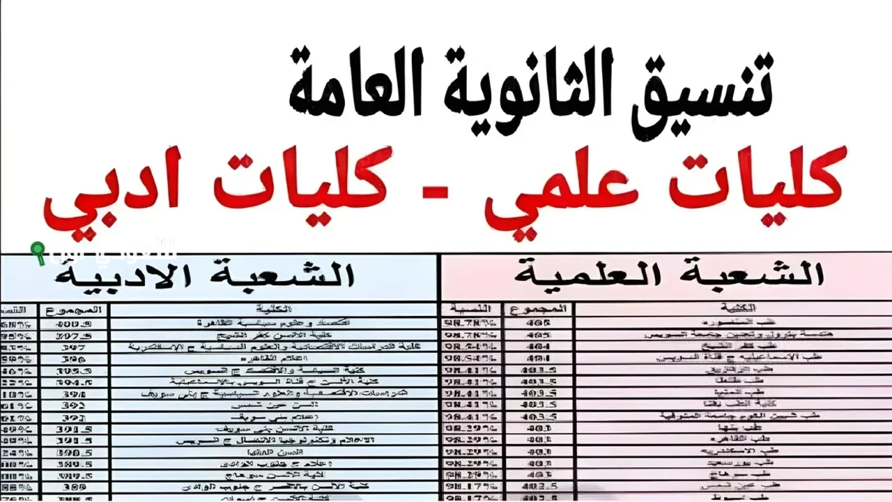 درجات عالية تنسيق الثانوية العامة 2025 الجيزة