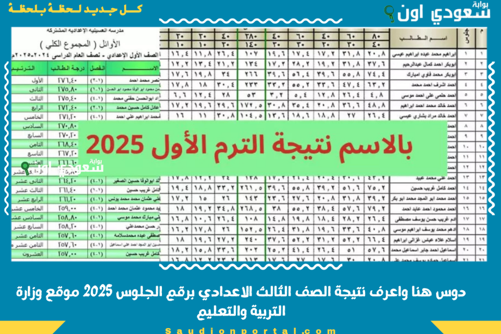 نتيجتك هنا! دوس هنا نتيجة الصف الثالث الاعدادي برقم الجلوس 2025 موقع وزارة التربية والتعليم نتائج الامتحانات