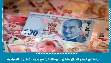 زيادة في اسعار الدولار مقابل الليره التركيه مع بداية التعاملات الصباحية
