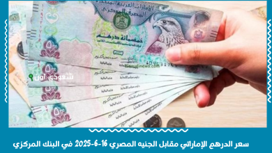 سعر الدرهم الإماراتي مقابل الجنيه المصري 16-6-2025 في البنك المركزي