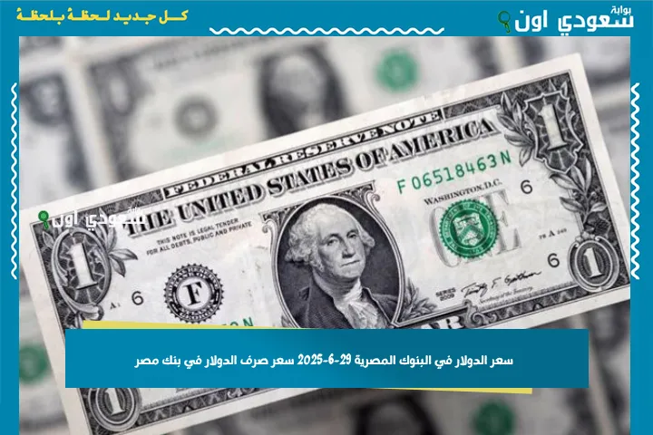سعر الدولار في البنوك المصرية 29-6-2025 سعر صرف الدولار في بنك مصر