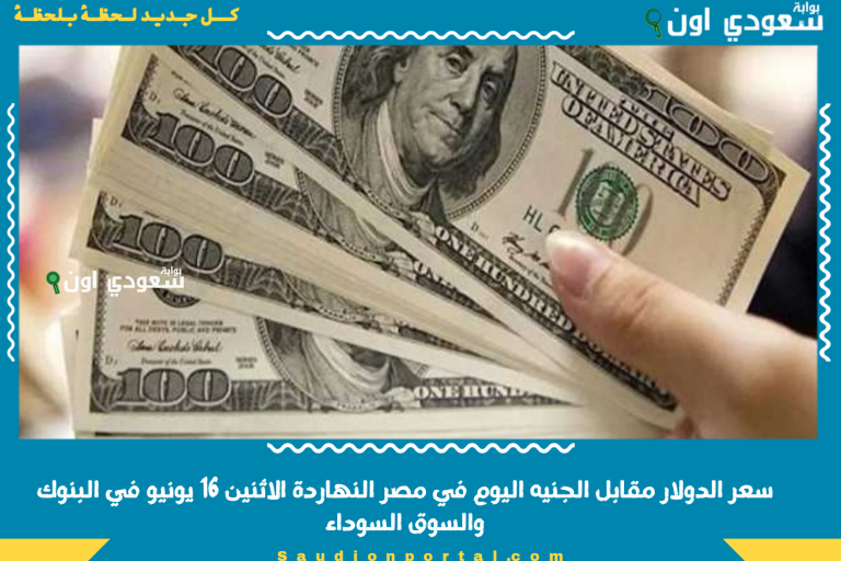 سعر الدولار مقابل الجنيه اليوم في مصر النهاردة الاثنين 16 يونيو في البنوك والسوق السوداء