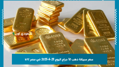 سعر سبيكة ذهب 10 جرام اليوم 29-6-2025 في مصر btc