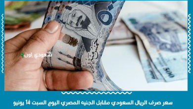 سعر صرف الريال السعودي مقابل الجنيه المصري اليوم السبت 14 يونيو