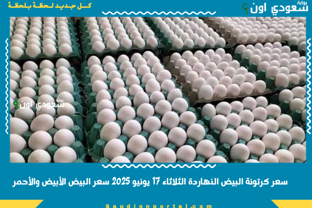 سعر كرتونة البيض النهاردة الثلاثاء 17 يونيو 2025 سعر البيض الأبيض والأحمر في السوق تحديث يومي